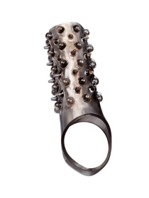 Дымчатая насадка на пенис с шипами и выпуклостями - 12,5 см. фото в интим магазине Love Boat