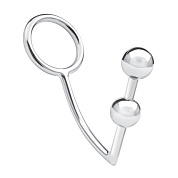 Кольцо на пенис с анальным стимулятором Two Bead Stainless Steel Anal Hook   Cock Ring фото в интим магазине Love Boat