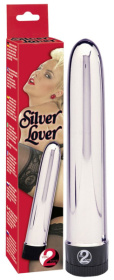 Серебристый классический вибратор Silver Lover - 19 см. фото в секс шопе Love Boat