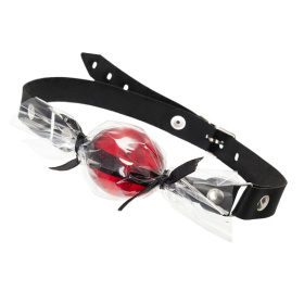 
Красный кляп-леденец на кожаных ремешках фото в интим магазине Love Boat