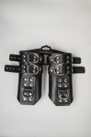 Черные высокие кожаные наручники для подвешивания