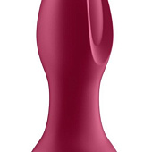 Малиновая вибропробка с вращением бусин Rotator Plug 2+ - 12,8 см.