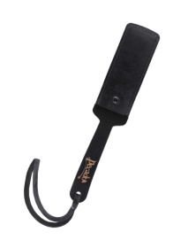 
Черный твердый пэддл из натуральной кожи и дерева - 33 см. фото в интим магазине Love Boat