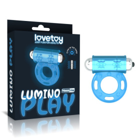 Голубое, светящееся в темноте эрекционное виброкольцо Lumino Play Vibrating Penis Ring фото в интим магазине Love Boat