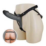 Черный полый мужской страпон London - 16,8 см. фото в интим магазине Love Boat