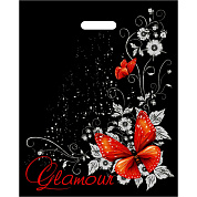 Черный пакет Glamour с вырубной ручкой (38х47 см) фото в интим магазине Love Boat