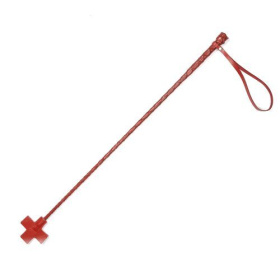 
Красный кожаный стек с крестообразным наконечником - 70 см. фото в интим магазине Love Boat