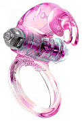 Розовое эрекционное виброкольцо с клиторальным зайчиком фото в интим магазине Love Boat