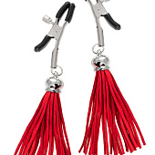 Зажимы на соски «Прищепки» с красными кисточками из замши