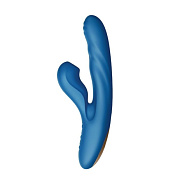 Голубой вибратор Otto с возвратно-поступательными движениями, вакуумом и подогревом - 22,2 см. фото в интим магазине Love Boat