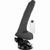 Черный вибратор на мощной присоске Basecock Realistic Vibrator Remote Control - 18,5 см. фото в интим магазине Love Boat