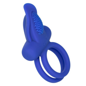 Синее перезаряжаемое эрекционное кольцо Silicone Rechargeable Dual Pleaser Enhancer фото в интим магазине Love Boat