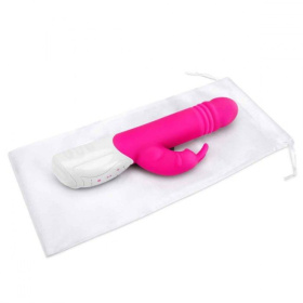 Розовый пульсирующий вибромассажер G-Spot Thrusting Rabbit - 24 см.