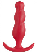 Красная анальная пробка с волнообразным рельефом - 13 см. фото в интим магазине Love Boat
