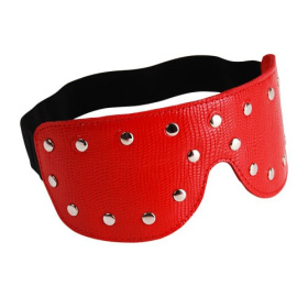 
Красная кожаная маска на глаза с клёпками и велюровой подкладкой фото в интим магазине Love Boat