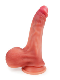 Телесный силиконовый фаллоимитатор на присоске - 23 см. фото в интим магазине Love Boat