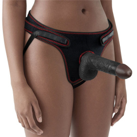 Женский темнокожий страпон Easy Strapon Set 7 Inch - 18 см. фото в интим магазине Love Boat