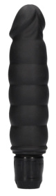 Черный вибромассажер Ribbed Multispeed Vibrator - 17 см. фото в интим магазине Love Boat