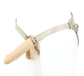 Универсальный пояс с кольцом и реалистичной насадкой - 18 см. фото в интим магазине Love Boat