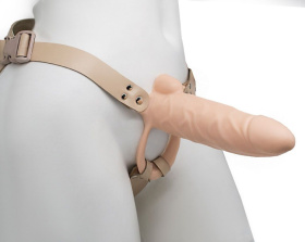 Телесный фаллопротез MEN STYLE с анальным стимулятором - 17,5 см. фото в интим магазине Love Boat