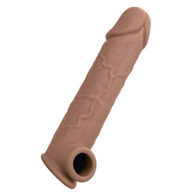 Коричневая удлиняющая насадка на член Life-Like Extension 8” - 20,25 см. фото в интим магазине Love Boat