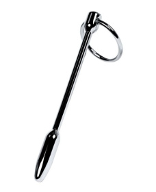 
Серебристый уретральный плаг-пуля с кольцом в основании Metal - 12 см. фото в интим магазине Love Boat
