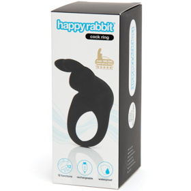 Черное эрекционное виброкольцо Happy Rabbit Rechargeable Rabbit Cock Ring