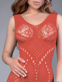 Красный комбинезон со сложным рисунком и интимным доступом