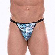 Мужские трусы-тонги с принтом в виде волн и китов фото в интим магазине Love Boat