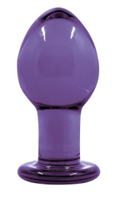 Фиолетовая стеклянная анальная пробка Crystal Medium - 7,6 см. фото в интим магазине Love Boat