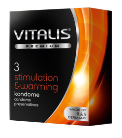 Презервативы VITALIS PREMIUM stimulation   warming с согревающим эффектом - 3 шт. фото в интим магазине Love Boat