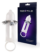 Эластичная насадка на пенис с подхватом мошонки и стимулирующими «ресничками» фото в интим магазине Love Boat