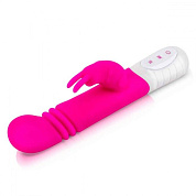 Розовый массажер для G-точки Slim Shaft thrusting G-spot Rabbit - 23 см. фото в секс шопе Love Boat