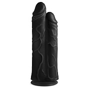Черный сдвоенный фаллоимитатор Double Stuffer 10’’ Double Pecker Dildo - 27 см. фото в интим магазине Love Boat