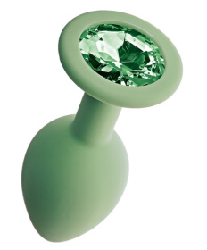 Салатовая анальная пробка с кристаллом Gamma-M - 8,1 см. фото в интим магазине Love Boat