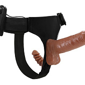 Страпон с вагинальной пробкой и вибрацией Ultra Passionate Harness - 16 см.