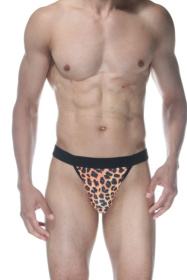 Мужские трусы-стринги с леопардовым принтом и широкой резинкой фото в интим магазине Love Boat