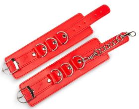 
Красные наручники на застежках с цепочкой  фото в интим магазине Love Boat