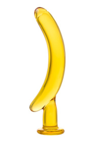 Жёлтый стимулятор-банан из стекла - 17,5 см. фото в интим магазине Love Boat