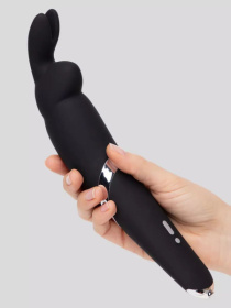 Черный вибратор Rabbit Rechargeable Wand Vibrator - 26,7 см.