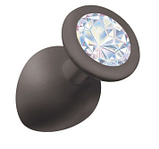 
Чёрная анальная пробка Emotions Cutie Large с прозрачным кристаллом - 10 см. фото в интим магазине Love Boat