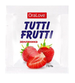 Саше гель-смазки Tutti-frutti с земляничным вкусом - 4 гр. фото в интим магазине Love Boat