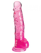 Розовый фаллоимитатор с мошонкой на присоске 8’’ Cock with Balls - 22,2 см. фото в интим магазине Love Boat