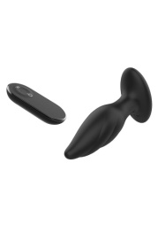 Черная анальная вибропробка Angelina Remote Rotating Plug - 14 см.