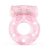 Розовое эрекционное виброкольцо с бабочкой