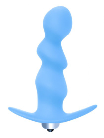 Голубая фигурная анальная вибропробка Spiral Anal Plug - 12 см. фото в интим магазине Love Boat