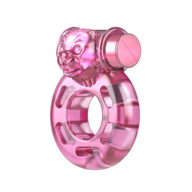 Розовое эрекционное виброкольцо Pink Bear фото в интим магазине Love Boat