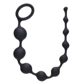 Чёрная анальная цепочка Long Pleasure Chain - 35 см. фото в интим магазине Love Boat