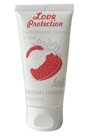 Лубрикант на водной основе с ароматом клубники Love Protection Strawberry - 50 мл. фото в интим магазине Love Boat