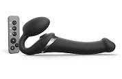 Черный безремневой страпон Multi Orgasm Size M с клиторальной стимуляцией фото в интим магазине Love Boat